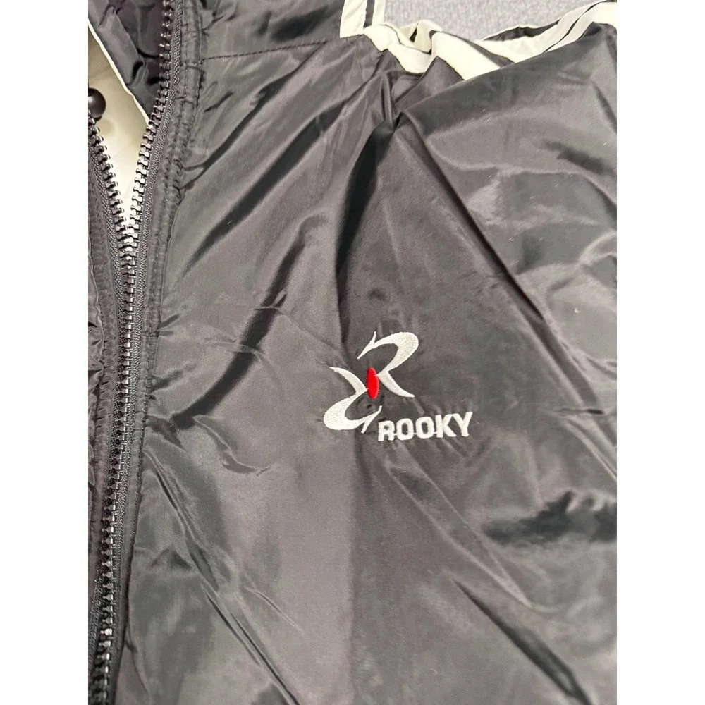 VTG Rooky‎ Men's Reversible Hooded Puffer Jacket Black Cream Size L - NEW